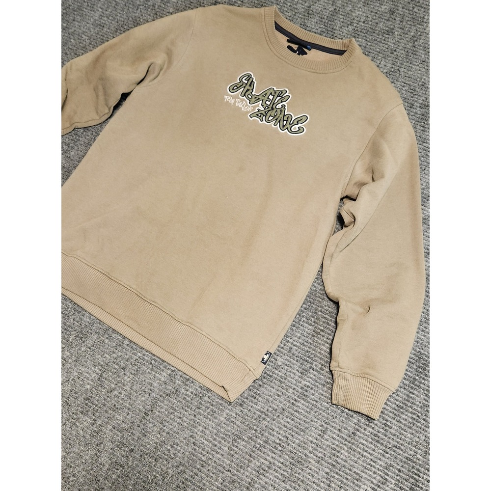 Vintage Tom Tailor Mens Skate Zone Graphic Crewneck Sweatshirt Tan Khaki XL